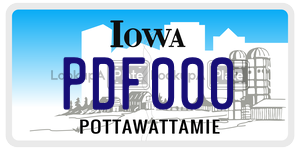 PDF000 license plate in Iowa