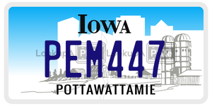 PEM447 license plate in Iowa