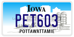 PET603  license plate in IA