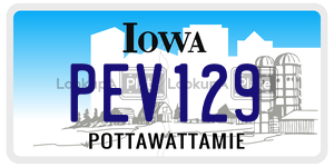 PEV129 license plate in Iowa