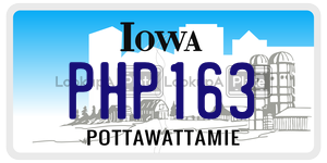PHP163 license plate in Iowa