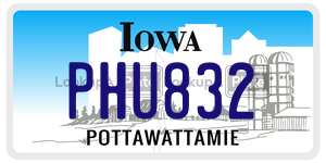 PHU832  license plate in IA