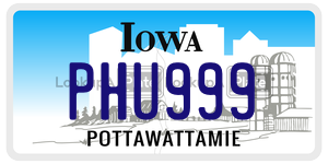 PHU999  license plate in IA