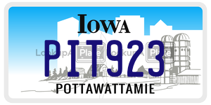 PIT923 license plate in Iowa