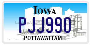PJJ990 license plate in Iowa