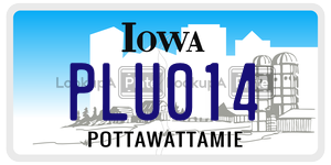 PLU014 license plate in Iowa