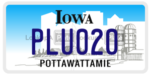 PLU020 license plate in Iowa