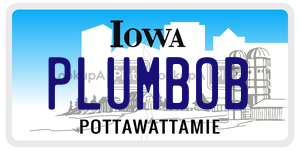 PLUMBOB  license plate in IA