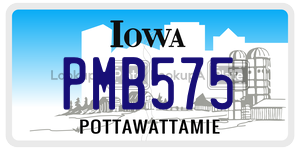 PMB575 license plate in Iowa