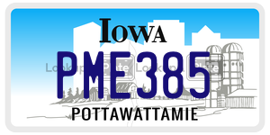 PME385  license plate in IA