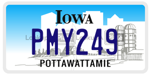 PMY249  license plate in IA
