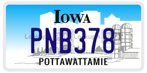 PNB378 license plate in Iowa