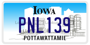 PNL139  license plate in IA
