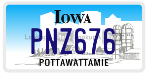 PNZ676 license plate in Iowa