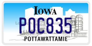 POC835 license plate in Iowa