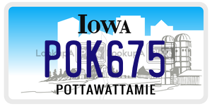 POK675  license plate in IA