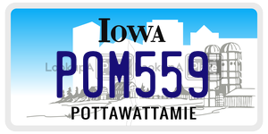 POM559  license plate in IA