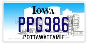 PPG986  license plate in IA