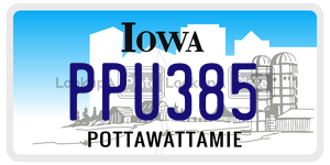 PPU385  license plate in IA