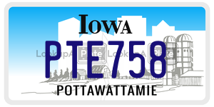 PTE758  license plate in IA