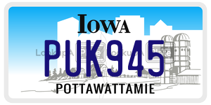 PUK945  license plate in IA