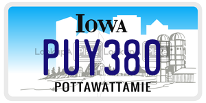PUY380  license plate in IA
