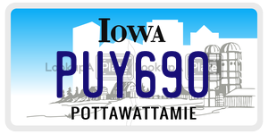 PUY690  license plate in IA
