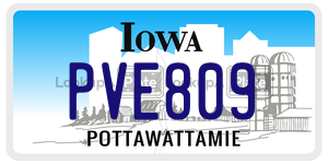PVE809  license plate in IA