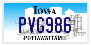 PVG986  license plate in IA