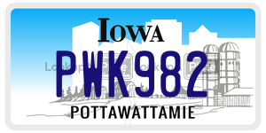 PWK982  license plate in IA