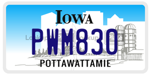 PWM830  license plate in IA
