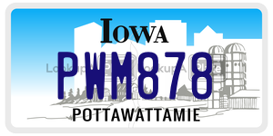 PWM878  license plate in IA