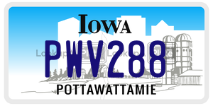 PWV288  license plate in IA