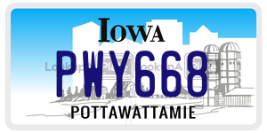 PWY668  license plate in IA