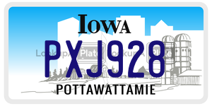 PXJ928  license plate in IA