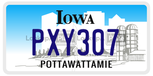 PXY307  license plate in IA