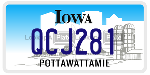 QCJ281  license plate in IA