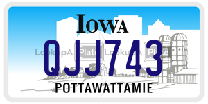 QJJ743  license plate in IA