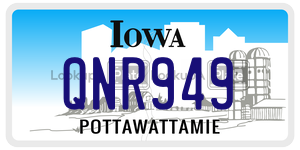 QNR949  license plate in IA