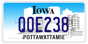 QOE238  license plate in IA