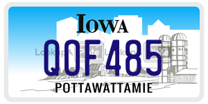 QOF485  license plate in IA