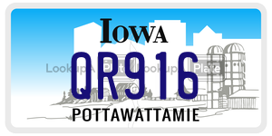 QR916  license plate in IA