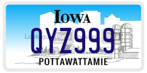 QYZ999  license plate in IA