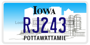 RJ243  license plate in IA