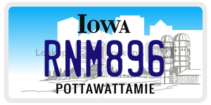 RNM896  license plate in IA