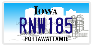 RNW185  license plate in IA