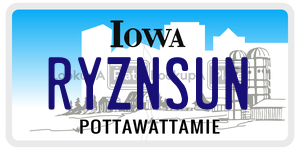 RYZNSUN  license plate in IA