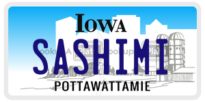 SASHIMI license plate in Iowa