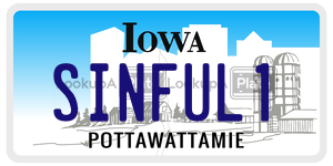 SINFUL1  license plate in IA