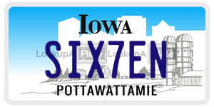 SIX7EN  license plate in IA